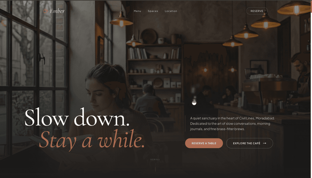 Ember Café landing page
