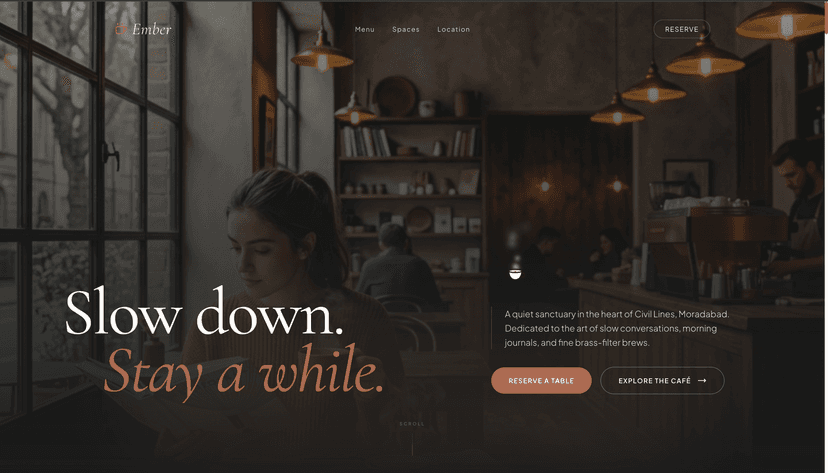 Ember Café landing page