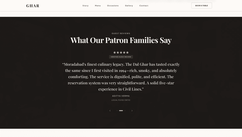 Ghar — A Family Restaurant