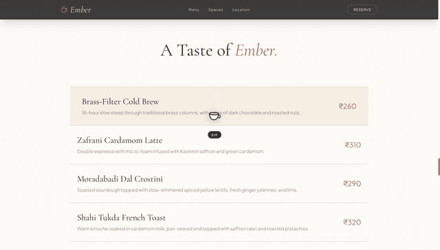 Ember Café landing page image - 3